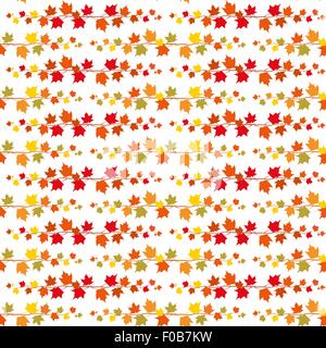 Senza giunture orizzontali modello di vettore di foglie di autunno. Illustrazione Vettoriale