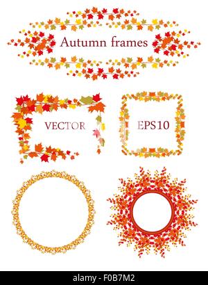 Vector cornici colorate con foglie di autunno collezione. Illustrazione Vettoriale