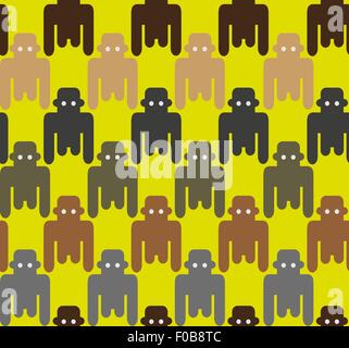 Piatto scimmie stile seamless pattern. Illustrazione Vettoriale
