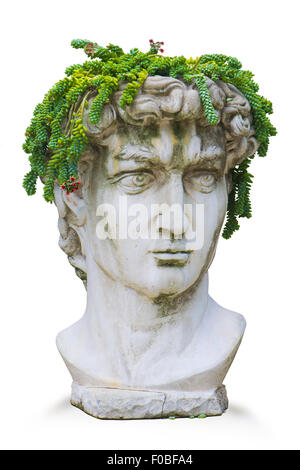 Replica di Michelangelo romano classico Dio David busto con impianto copricapo Foto Stock