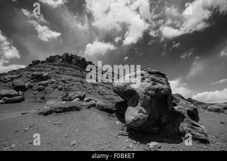 Equilibrato fecce Rock Ferry Coconino County Arizona in bianco e nero in orizzontale Foto Stock