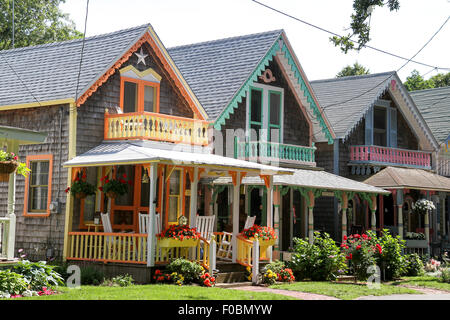 Cottage, Martha's Vineyard Camp Associazione Meeting, Oak Bluffs e al Vigneto di Martha Foto Stock