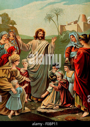 Gesù Cristo la benedizione dei bambini piccoli Foto Stock
