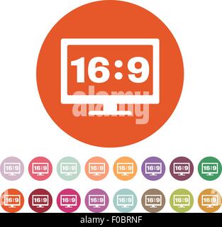 Il rapporto di aspetto 16 9 icona widescreen. Tv e video simbolo Illustrazione Vettoriale