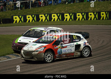 Mondo Rallycross campionato del 2015, a Lydden Hill racetrack nel Regno Unito, con l'Albatec Racing Peugeot 208 RX. Foto Stock