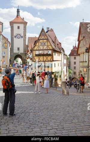 Plönlein, Rothenburg ob der Tauber, Franconia, Baviera, Germania Foto Stock