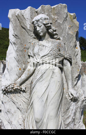 Lapide a St Tudno nel cimitero, Great Orme, Llandudno, Galles Foto Stock