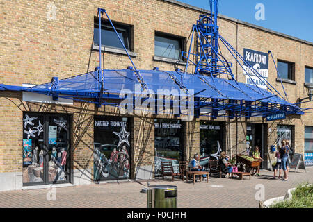 Ingresso del lungomare marittimo del Parco a Tema di Zeebrugge, Belgio Foto Stock