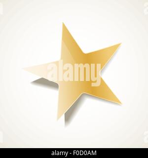 Golden Star con ombra su sfondo bianco Illustrazione Vettoriale