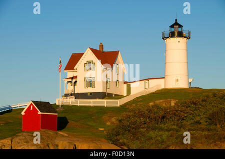 Nubble faro, Cape Neddick Stazione di luce, Sohier Park, York Beach, Maine Foto Stock