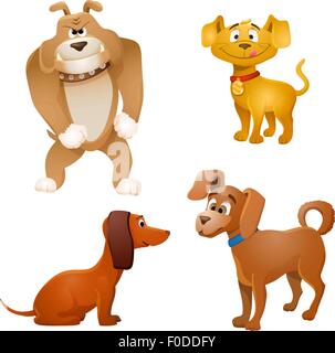 Set di vector cartoon cani Illustrazione Vettoriale