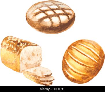 Acquerello pane set. illustrazione vettoriale Illustrazione Vettoriale