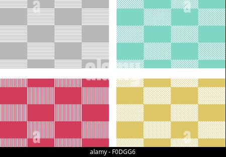 Set di moderna tovaglie a scacchi patterns in stile giapponese Illustrazione Vettoriale
