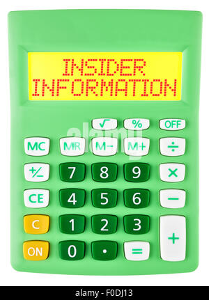 Calcolatrice con informazioni privilegiate Foto Stock