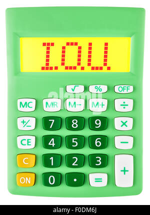 Calcolatrice con I.O.U. sul display isolato Foto Stock