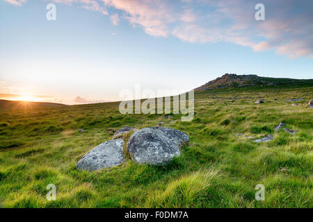 Le piste di Rough Tor su Bodmin Moor in Cornovaglia Foto Stock