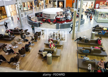 Area lounge con uscite di lusso, terminale 2A/2C, aeroporto di Roissy Charles De Gaulle, Aéroports de Paris, Francia Foto Stock