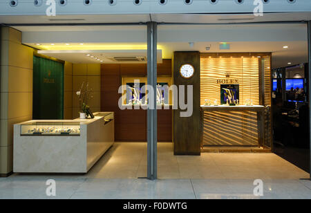 Negozio di lusso, shop, orologi Rolex, Roissy Charles de Gaulle di Parigi, Francia, Foto Stock