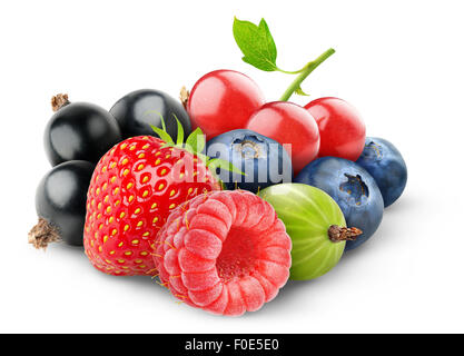 Frutti di bosco freschi isolato su bianco Foto Stock
