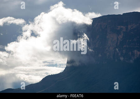 Kukenan tepui con rientra tra le nuvole. Il monte Roraima, Gran Sabana. Venezuela 2015. Foto Stock