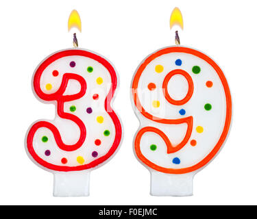 Compleanno numero di candele trenta nove Foto Stock