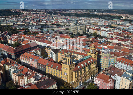 Vista dalla Torre della televisione di Praga, Repubblica Ceca Foto Stock