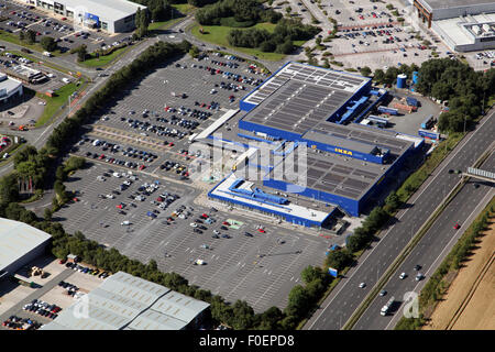 Vista aerea del negozio Ikea a Westbook Warrington Cheshire, Regno Unito Foto Stock