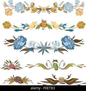 Schizzo colorati dipinti a mano autunno vignette di ringraziamento per le carte di pagamento e il design di eventi Illustrazione Vettoriale