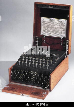 Spionaggio, macchina tedesca 'Enigma', utilizzata per la crittografia e la decifratura del messaggio segreto, in servizio 1923-1945, diritti aggiuntivi-clearences-non disponibile Foto Stock