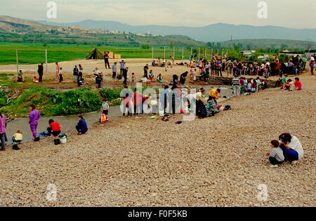 Profughi kosovari a camp Strankovic Macedonia 1999 Foto Stock