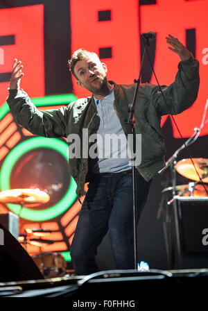 Blur headline Isle of Wight Festival il sabato con: Blur, Damon Albarn dove: Isle Of Wight, Regno Unito quando: 13 Giu 2015 Foto Stock