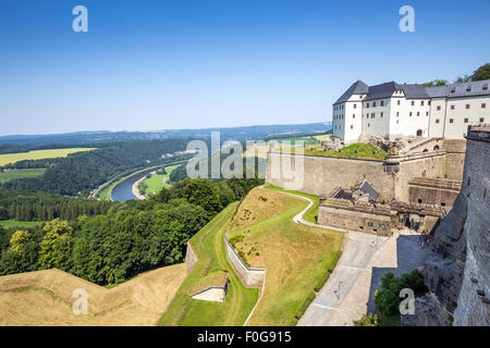 Fortezza Koenigstein, Svizzera Sassone, in Sassonia, Germania, Europa Foto Stock