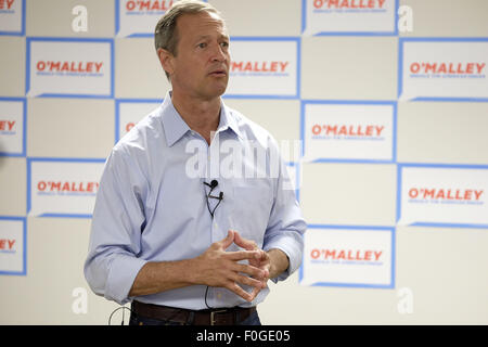 Città di Sioux, IOWA, USA. Il 15 agosto, 2015. Ex Gov.Martin O'MALLEY (D-Maryland) parla alla sua nuova apertura ufficio della campagna nella città di Sioux, Iowa, Sabato, Agosto 15, 2015. Credito: Jerry Mennenga/ZUMA filo/Alamy Live News Foto Stock