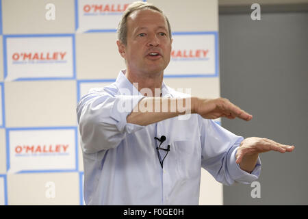 Città di Sioux, IOWA, USA. Il 15 agosto, 2015. Ex Gov.Martin O'MALLEY (D-Maryland) parla alla sua nuova apertura ufficio della campagna nella città di Sioux, Iowa, Sabato, Agosto 15, 2015. Credito: Jerry Mennenga/ZUMA filo/Alamy Live News Foto Stock