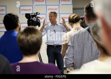 Città di Sioux, IOWA, USA. Il 15 agosto, 2015. Ex Gov.Martin O'MALLEY (D-Maryland) parla alla sua nuova apertura ufficio della campagna nella città di Sioux, Iowa, Sabato, Agosto 15, 2015. Credito: Jerry Mennenga/ZUMA filo/Alamy Live News Foto Stock