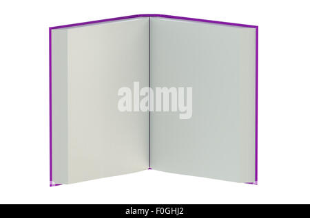 Aprire il Libro bianco isolato su sfondo bianco Foto Stock