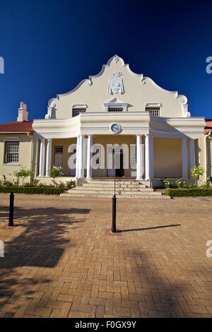 Cape Dutch Architectural Town Hall di Franschhoek Cape Town, Sud Africa Foto Stock