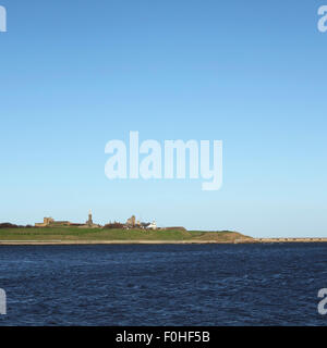 Priorato di Tynemouth e Collingwood Memorial a Tynemouth, Inghilterra. Il priorato cadde in rovina con la dissoultion della mona Foto Stock