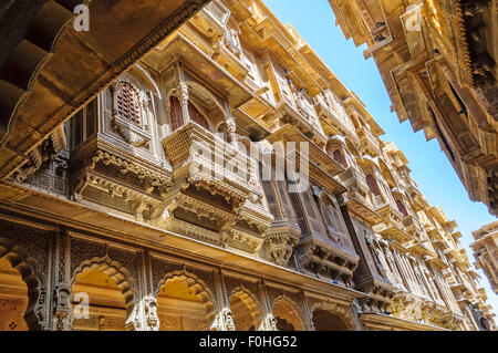 Diverse parti del ricco imprenditore's House mansion di Jaisalmer, Rajsthan, India con spazio di copia Foto Stock