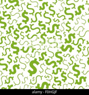 Molti soldi verde segni sul bianco, modello senza giunture Illustrazione Vettoriale