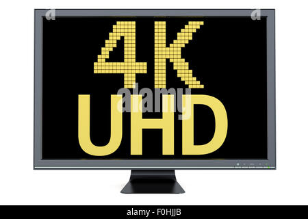 4K Ultra HD concept di visualizzazione TV isolato su sfondo bianco Foto Stock