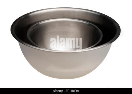 Due in acciaio inox vaschette di miscelazione a 10 litri e una da 3,5 litri Foto Stock