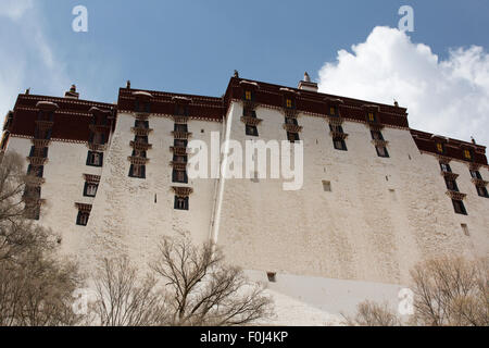 Retro del palazzo del Potala a Lhasa. Casa storica del Dalai Lama. Un sito Patrimonio Mondiale dell'UNESCO. Cina 2013 Foto Stock