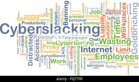 Concetto di sfondo wordcloud illustrazione del cyberslacking Foto Stock