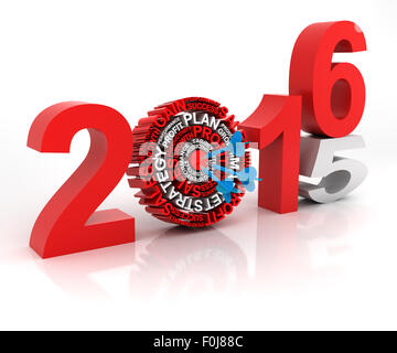 Anno 2015 al 2016 business target, 3D render Foto Stock
