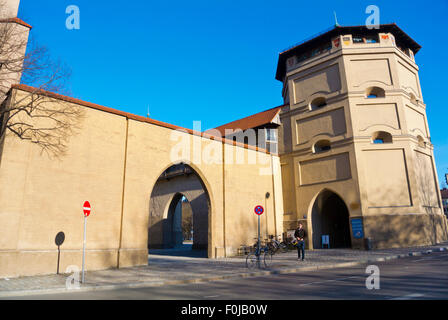 Porta Isartor, Isartorplatz, il centro di Monaco di Baviera, Germania Foto Stock