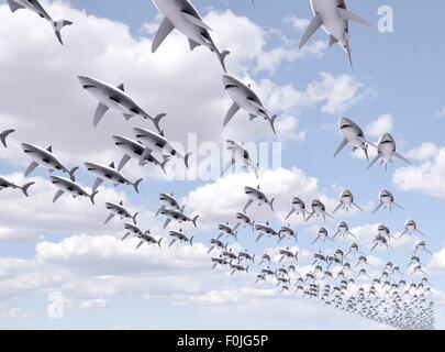 Il grande squalo bianco isolato su uno sfondo Foto Stock