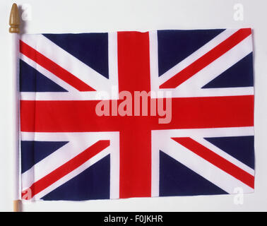 Union Jack flag su un palo, vista frontale Foto Stock