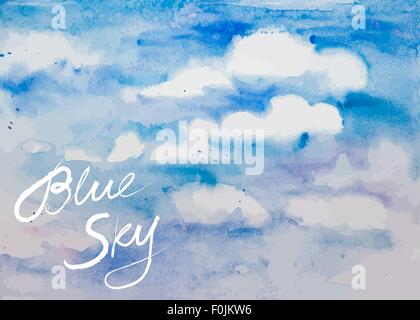 Acquerello di vettore di cielo blu Illustrazione Vettoriale