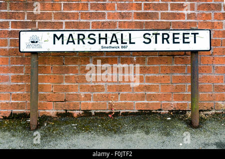 Marshall Street sign in Smethwick, West Midlands Foto Stock